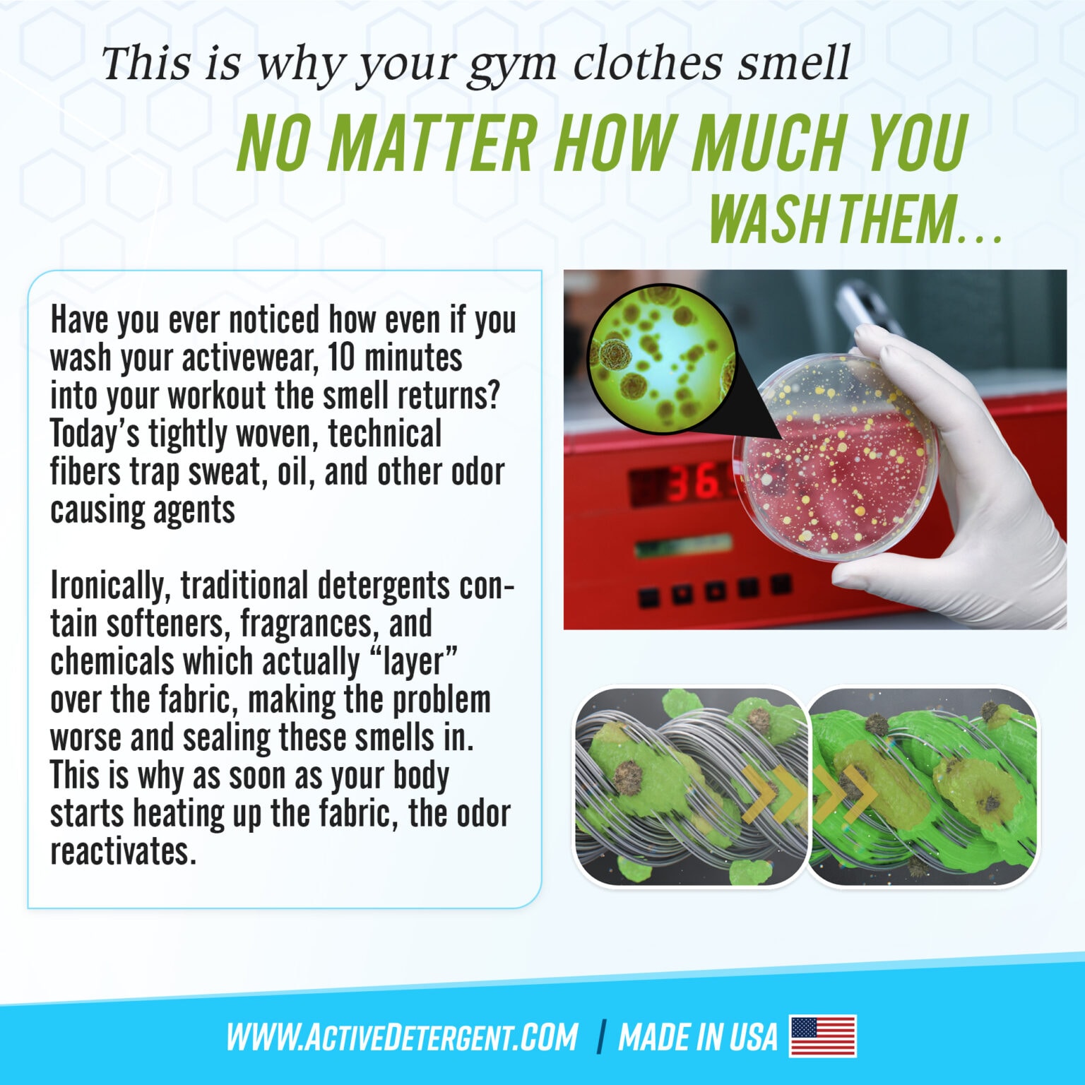 Activewear Laundry Detergent for Workout Clothes 90 Loads 48oz Bag