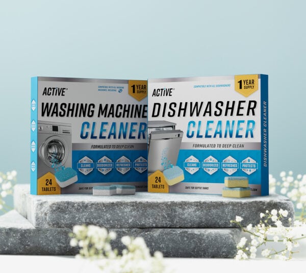 Washing Machine & Dishwasher Cleaner bundle for deep cleaning and freshening appliances.