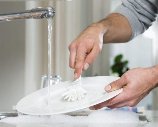 remove leftover food from dishes