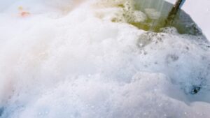 soapy water in tub
