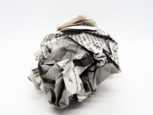 crumpled newspapers