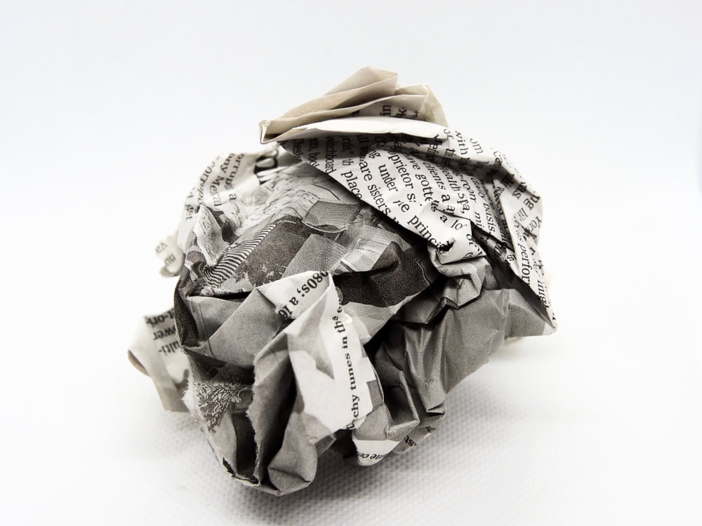 crumpled newspapers