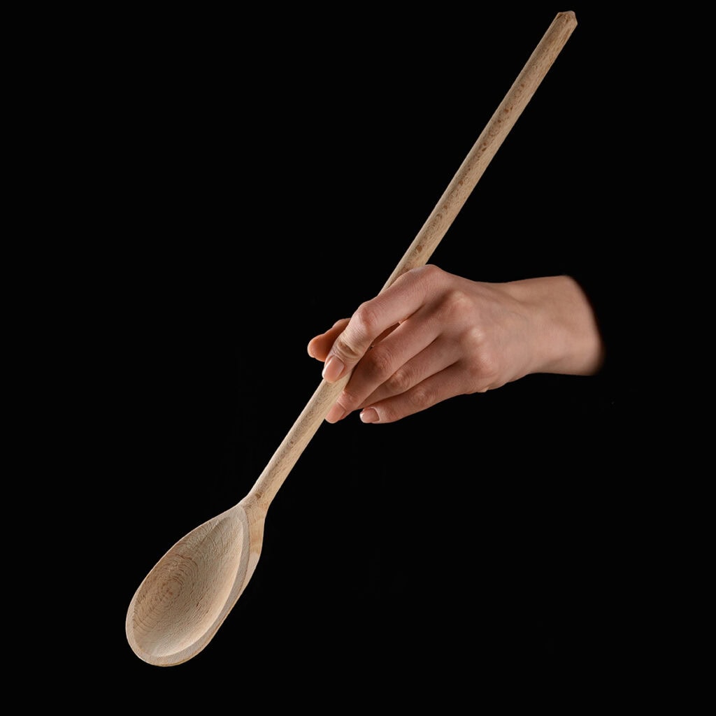 long wooden spoon