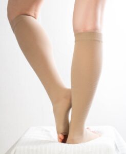 wearing compression stockings