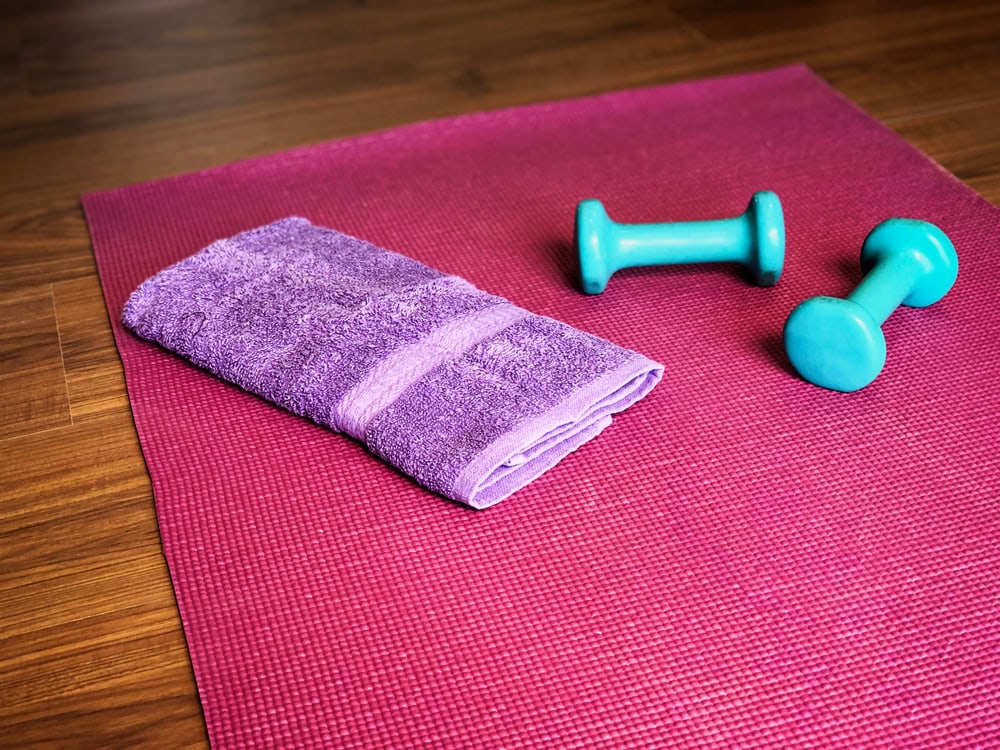 towel on yoga mat