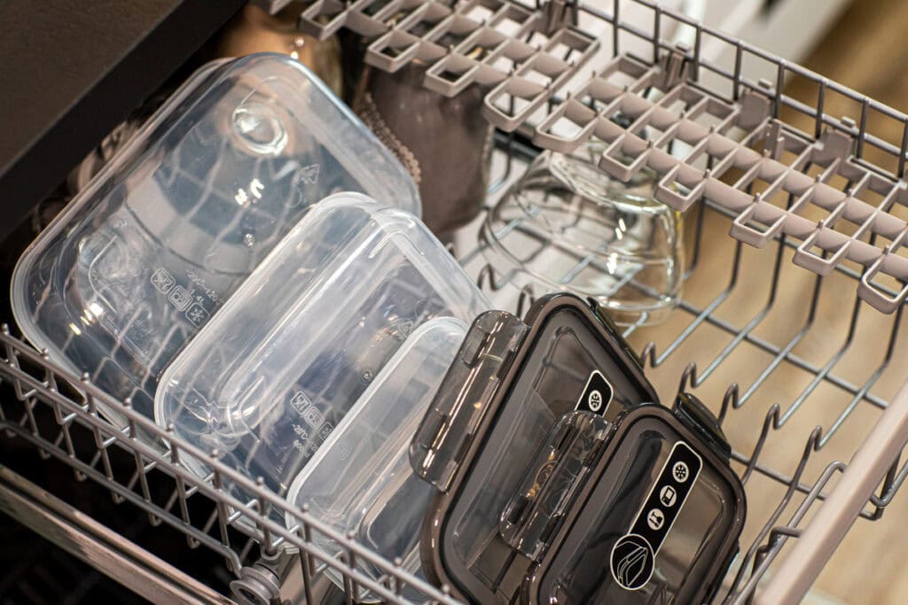 plastic containers in dishwasher
