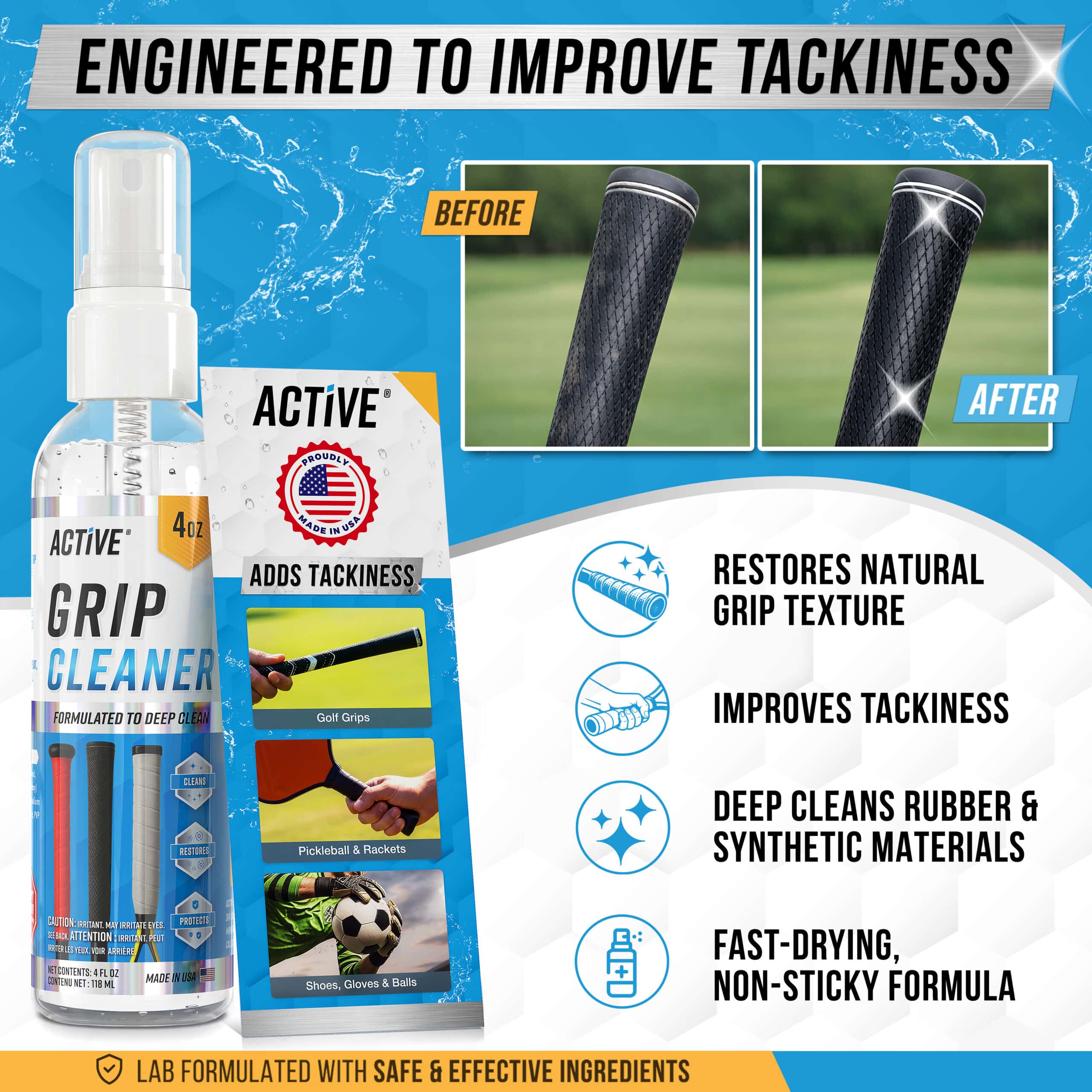 ACTIVE Grip Cleaner Spray - Deep Cleans & Restores Grips